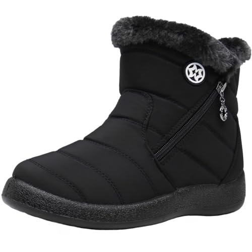 Botas de neve para mulher botins de inverno impermeável com fecho de correr forrado quentes botas sapatos ao ar livre ultraleve antiderrapante