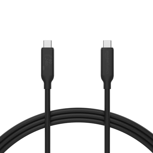 Amazon Basics Cabo de carregamento rápido, USB-C para USB-C 4, 40 Gbps, vídeo 8K, 240 W, certificação USB-IF, Thunderbolt 4/3, compatível com iPhone 16/15, iPad, Samsung Galaxy, tablets, portáteis, 1