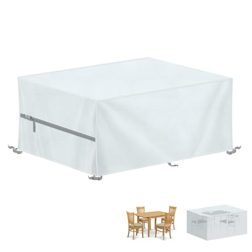 LAMUNI Capa mesa exterior impermeável, cobertura de mesa de jardim, 150 x 90 x 75 cm, capa para móveis cobertura de móveis de jardim, tecido Oxford 420D, tecido protetor para mesas e cadeiras de