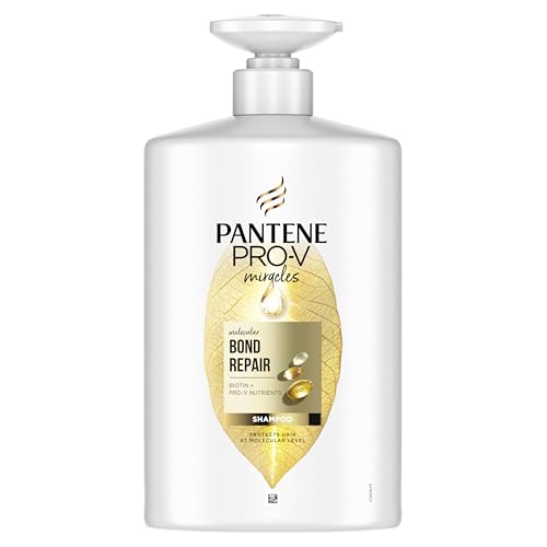 Pantene Molecular Bond Repair champô com biotina. Garrafa com dispensador de 1 l, fórmula Pro-V, para cabelo seco e danificado. Protege e deixa o cabelo visivelmente mais saudável e regenerado