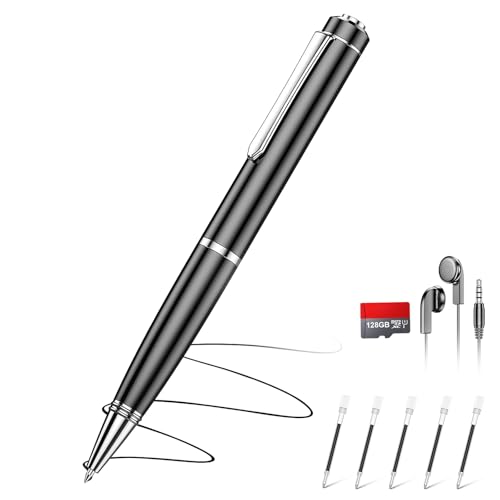 128 GB (2400) Gravador de voz digital, gravador inteligente com redução de ruído, gravação com um toque, gravador de áudio com ativação por voz e reprodução para conferências reuniões