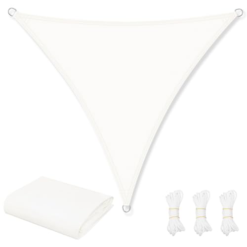 WOLTU Toldo solar, impermeável, 5 x 7 x 7 m, poliéster, 200 g/m², toldo à prova de vento e proteção contra raios UV, toldo exterior para jardim, pátio, piscina, creme
