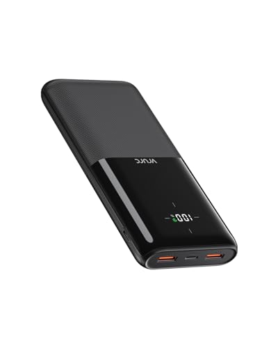 VRURC Power Bank 20000 mAh, carregamento rápido de 20 W, carregador USB C portátil ultra fina bateria externa com 3 saídas e 2 entradas compatível com iPhone, Samsung, Android, etc