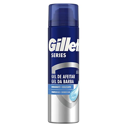 Gillette Série gel de barbear hidratante com manteiga de cacau para máquina de barbear para homem, 200 ml