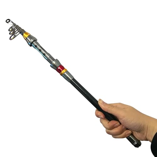 Dingbear Vara de pesca telescópica de carbono: Mini cano de mar de lançamento de longo alcance, fácil de transportar, adequado para rios, lagos e oceanos