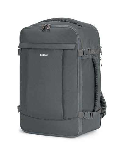 ECOHUB Mochila viagem cabine avião 40 x 20 x 25, 40 × 20 × 25 - cinzento, Mochila