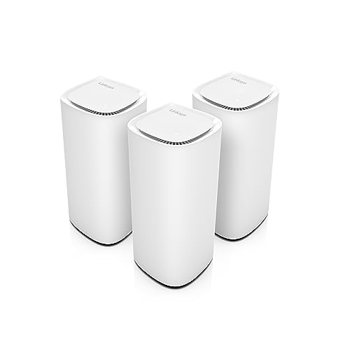 Linksys Sistema WiFi de 7 mesh Velop Pro 7 MBE7003, Router Cognitive Mesh tribanda a mais de 10 Gbps, cobertura para toda a casa até 825 m2, conexão para 600 dispositivos, pack de 3