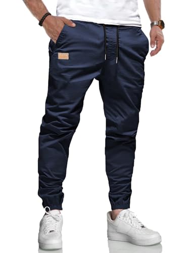 LIUPMWE Calças de trabalho para homem casual elásticas Jogging calças de algodão Slim Fit Cargo Pants com bolsos outono inverno