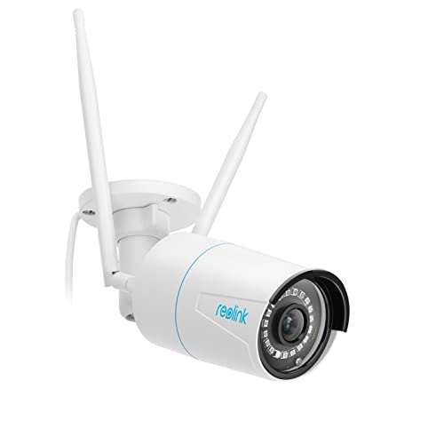 Reolink 5 MP WiFi câmara de vigilância exterior, 2,4 GHz/5 GHz câmara IP com deteção de pessoas/veículos, IP66, à prova d'água, visão noturna, ranhura para cartão micro SD, lapso de tempo, RLC-510WA