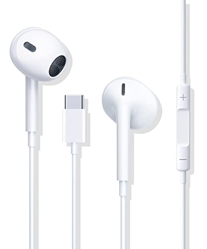 Auriculares USB C, capacetes intra-auditivos tipo C com microfone, controlo de volume e som puro, compatível com iPhone 15/16 16 Pro/Samsung S20/S21/Huawei/P20 Pro/30 P40/Google Piii. xel 3/4