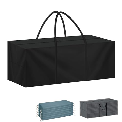 LAMUNI Saco de armazenamento para almofadas de jardim, impermeável capa almofada bolsa para móveis, grande bolsa para almofadas de exterior, bolsa de armazenamento para árvore de Natal, 125 x 40 x 55