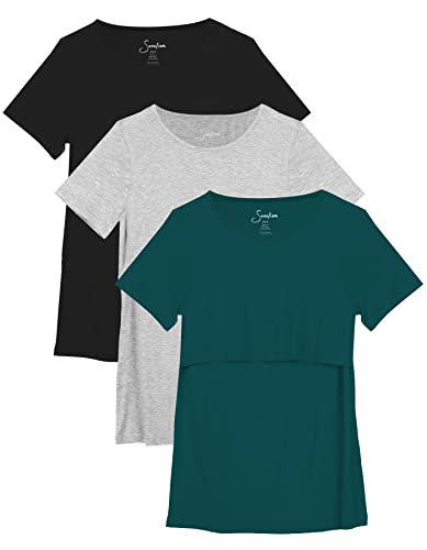 Sosolism 3 Pacotes de praia de maternidade e amamentação mulher de manga curta roupa de enfermagem t-shirts grávidas tops