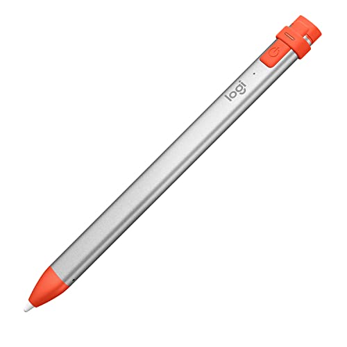 Logitech Crayon Lápis digital para todos os iPads (versões a partir de 2018) com tecnologia Apple Pencil, design estabilizador e ponta inteligente dinâmica - prata/laranja