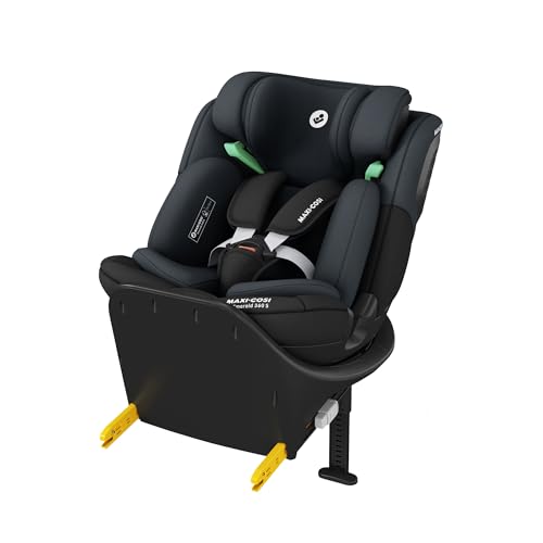 Maxi-Cosi Emerald 360 S i-Size, Cadeira giratória para carro 360 - 12 anos (40-150 cm), FlexiSpin, cadeira carro bebé, 4 posições reclinação, proteção contra impactos laterais G-CELL, Tonal Black