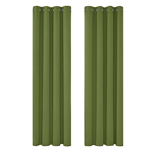 Deconovo Cortina opaca para quarto, com isolamento térmico, com ilhoses, 1 unidade, 135 x 240 cm, verde