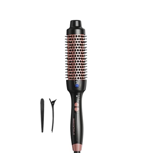 Wavytalk Escova térmica, escova térmica escova de ondulação iónica de 38 mm aquecida para criar ondas naturais e volume, escova redonda para um Blowout Express, função de voltagem dupla