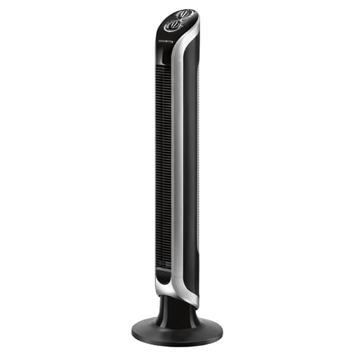 Rowenta Eole Infinite Ventoinha de pé potente, torre de 1 m de altura, 3 velocidades, oscilação de 180° e temporizador até 3 horas, 43 dBA, sem pás, moderno, preto VU6620