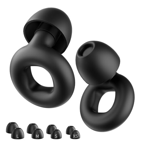 NEUTYPECHIC Tampões ouvidos ruído dormir silicone, proteção auditiva lavável e reutilizável, para dormir, viagens, com 8 almofadas em XS/S/M/L, tampões ouvidos cancelamento de ruído SNR 30 dB