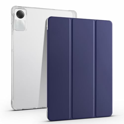 XLTTONG Capa Redmi Pad SE 2023 11 polegadas capa leve e inteligente com suporte para caneta e suporte Tri-Fold Auto ativação/desativação traseira transparente (azul)