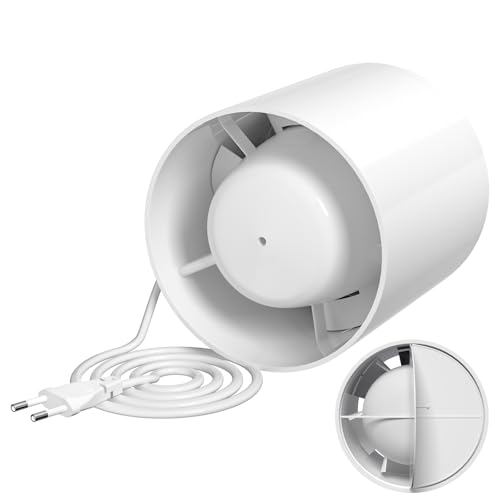 Milduall Ventoinha extrator de ar de 150 mm, extrator de casa de banho ventilador em linha extração de fumo 320 m³/h, 35 dB silencioso para casa de banho cozinha estufa loja garagem