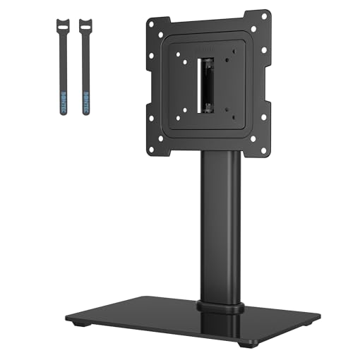 BONTEC Suporte para TV de pé para ecrãs LCD/LED/OLED/Plasma/curva, suporte para TV de mesa universal com rotação e altura ajustável, suporte de pé para TV até 45 kg, máximo VESA 200 x 200 mm