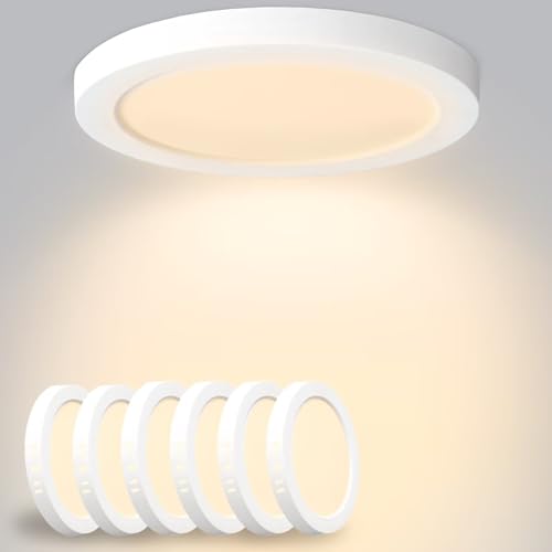 Yexati Plafon LED teto 18 W 1800 LM, IP44 candeeiro de teto fino 3000 K branco quente, candeeiro de teto redondo plano Ø 220 mm controlador incluído. Para quarto casa de banho cozinha varanda sala de