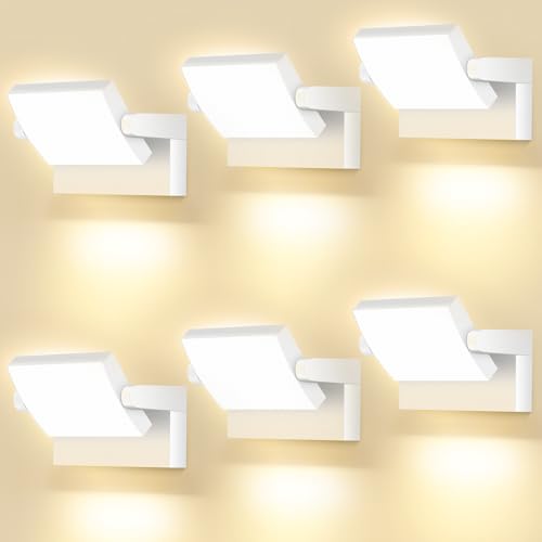 GXXG 6 peças 40 W LED apliques parede exterior/interior 4000 LM rotação branco apliques de parede 3000 K branco caldo holofote LED exterior impermeável ip65 para terraço corredor garagem