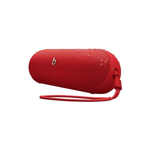Beats Pill Altifalante Bluetooth sem fios e carregador portátil via USB-C, até 24 horas de autonomia, resistente à água IP67, compatível com Apple e Android, microfone integrado, vermelho fogo
