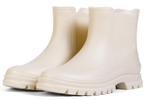 Meik Mangni Botas de água mulher impermeáveis Chelsea botas de chuva antiderrapante botins de borracha, tamanho: 36-41 EU