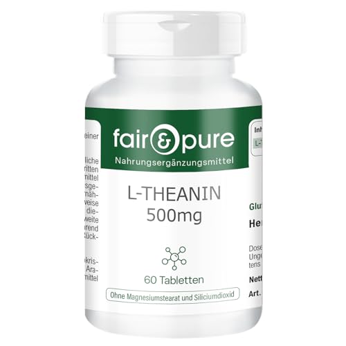 Fair & Pure® - L-Teanina 500 mg - Vegana - Aminoácido procedente do chá verde - alta pureza - 60 comprimidos