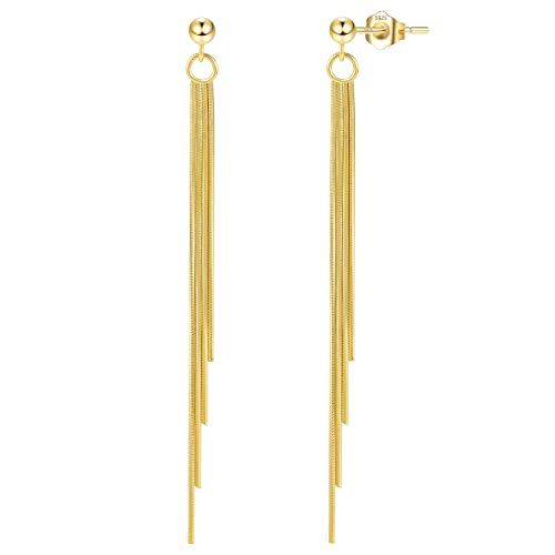 KISSPAT Brincos compridos de borla para mulher, prata de lei 925 maciça, leves, hipoalergénicos, banhados a ouro branco, presente para mulheres, meninas, casamentos, aniversários, aniversários