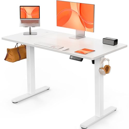 ErGear Secretária elétrica elevável, mesa ajustável em altura 120 x 60 cm, mesa levantável com painel inteligente de 6 memórias, mesa de escritório em casa com tabuleiro montado