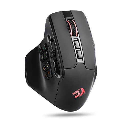 Redragon M811 Pro Wireless MMO Gaming rato, 15 teclas programáveis, rato RGB gamer, 10 teclas macro laterais, software compatível com atribuições de teclado e retroiluminação