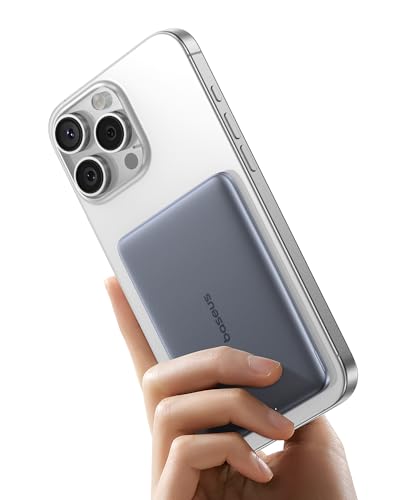 Baseus Picogo AM41 Power Bank, Ultra Slim 5000 mAh Magsafe Powerbank, PD de 20 W de carregamento rápido, portátil, mini bateria externa magnética com cabo USB C para iPhone 16/15/14/13/12, cinzento