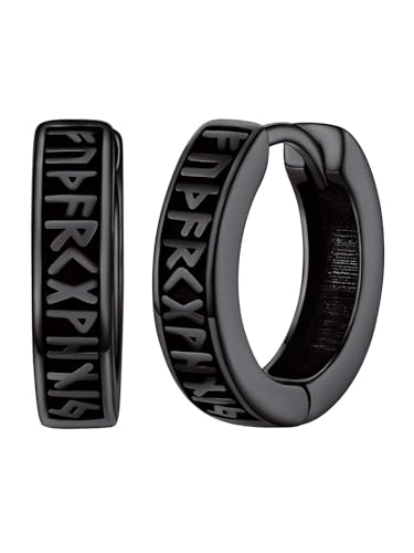 Silvora 10 mm Brincos aros de prata vintage, forma de runas vikings/correntes cubanas/caveiras/nós celta, aros pequenos prata 925 não dá alergia