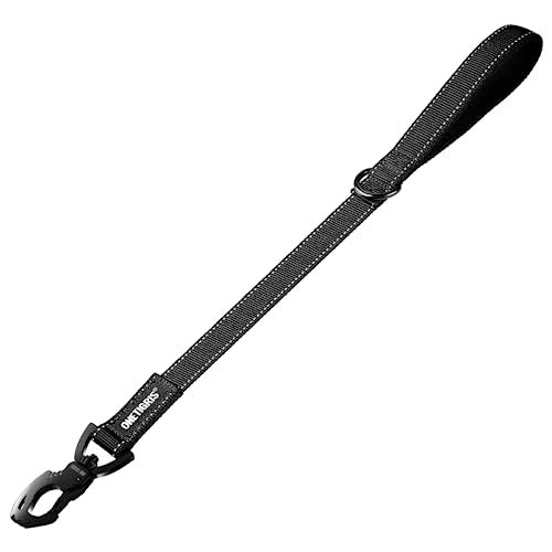 OneTigris Cão-guia curto de 52 cm, trela curta para cães com dente de tigre e clipe de metal e acolchoado suave, trela de nylon refletora, adequada para cães médios e grandes