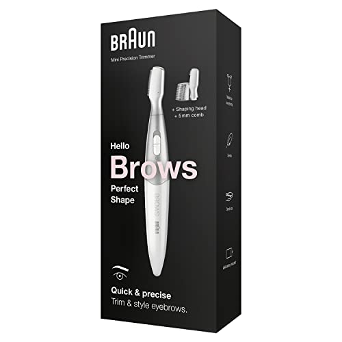 Braun FG1106, Mini aparador de precisão para sobrancelhas, depilação facial, recorte de sobrancelhas, perfil para mulher, ferramenta de contorno, remoção facial para mulher, aparador de sobrancelhas