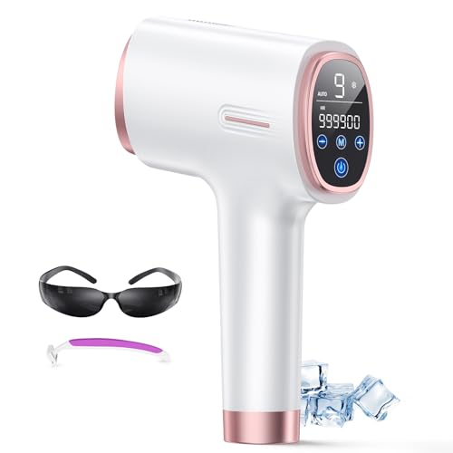 600-1200NM Depiladora a laser com função de refrigeração, 21 J máquina de lavar luz pulsada com 9 níveis de energia, 999900 luz de pressão, ecrã táctil LCD para bicicleta, Axilas, rosto, corpo