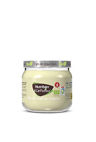 Nutribén Pacote de 18 ecopotes introdução ao frango de corredor com legumes - ingredientes ecológicos- a partir dos 4 meses (18 x 120 g)