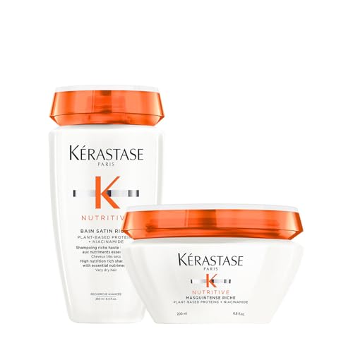 Kérastase Nutritive, Ritual nutritivo para o cabelo, Bain Satin Riche máscara Masquintense Riche, para cabelo seco e sensibilizado