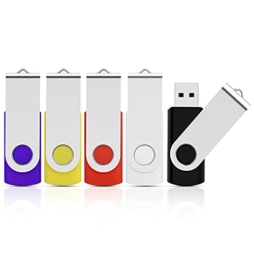 KOOTION Memória USB (5 unidades - 16 GB) USB 2.0 Pendrives USB leve e prático USB Flash Drive 5 colori lote Pendrive 16 GB para computador/TV/carro/Player - (preto, branco, vermelho, amarelo, roxo)