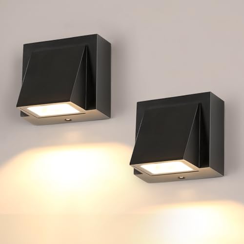 Tealight Aplique parede exterior - 2 peças, impermeável IP65 candeeiro de parede LED interior, 5 W luz quente 3000 K alumínio aplicações de exterior moderno para jardim alpendre garagem pátio quarto