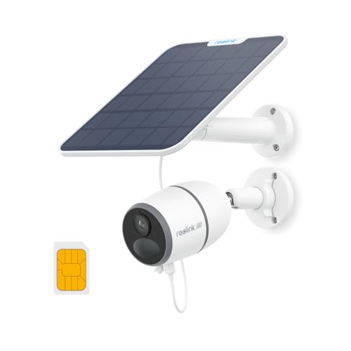 Reolink 4K 8MP Câmara de vigilância WiFi exterior solar, câmaras de vigilância sem cabos 3G/4G LTE, visão noturna, bateria removível, detecção de AI e PIR, áudio de 2 vias, Go Ultra painel solar 6 W