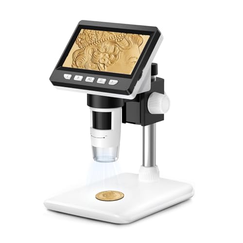 Misilmp Microscópio, USB microscópios digitais portáteis 1000X Zoom 1080P microfone câmara equipamento para adultos crianças com 8 luz LED ajustáveis, biológico microscópio para estudantes crianças