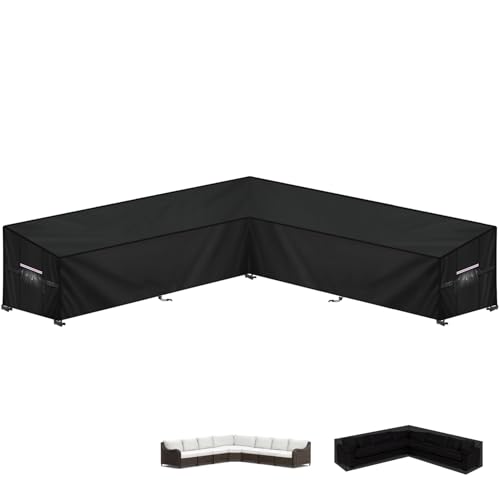 LAMUNI Capa para sofá, jardim em forma de L, capa impermeável para sofá de exterior, 420D Oxford capa de canto de jardim, capas para móveis e jardim em forma de L, cobertura para sofá exterior, 330 x