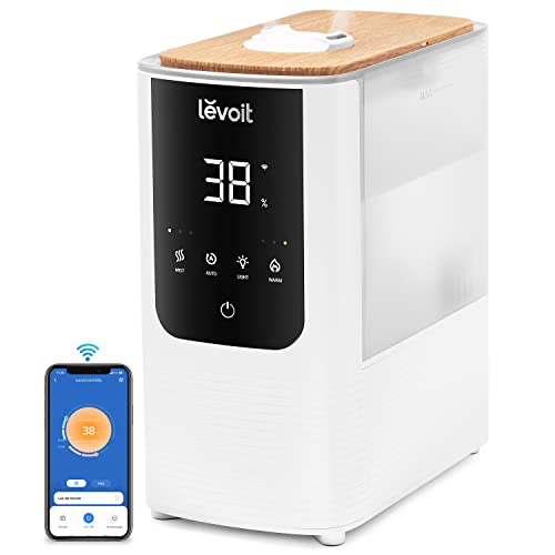 LEVOIT OasisMist Humidificador inteligente de 4,5 l, névoa quente e fria a 45 h e 40 m², modo automático, luz personalizada, aromaterapia e silencioso 26 dB para bebés e plantas, temporizador, Amazon