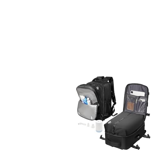 Mochila de viagem cabine avião com compressão a vácuo, mochila a vácuo com bomba, impermeável, bagagem de mão 45 x 36 x 20 para homem e mulher - preto