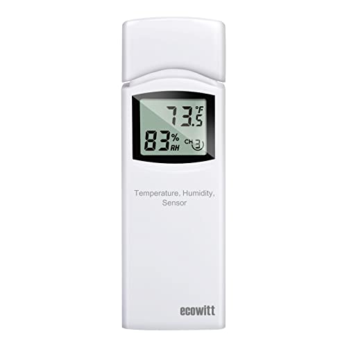 ECOWITT Termómetro e higrómetro multicanal sem fio, medidor de temperatura e humidade interior e exterior com ecrã LCD, monitorização remota por aplicação WH31
