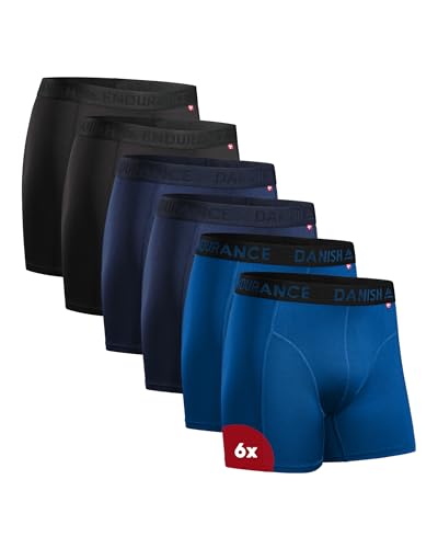 DANISH ENDURANCE Cuecas desportivas homem boxer, justas e respiráveis, conjunto de 6 - roupa desportiva para homem, roupa interior