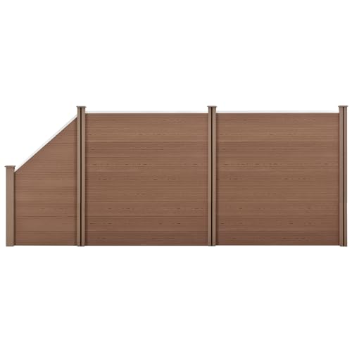 NEU.HOLZ Cerca de jardim WPC painel de cerca elemento de cerca ecrã de privacidade 183 x 451 cm castanho